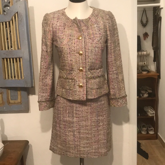 J Crew Tweed Boucle Skirt Blazer Suit 